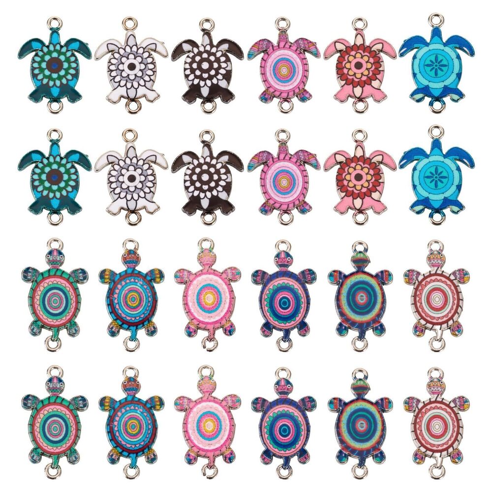 6180 48Pcs Turtles Charms Enamel Sea Turtle Connector Pendant 12 Style
